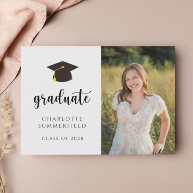 Black Guld Cap Tassel Simple Studenten Inbjudningar (Skapare uppladdad)