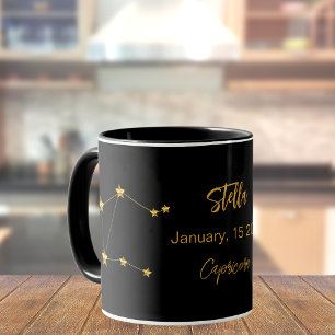 Black guld Capricorn-stjärnornas födelsedag Mugg
