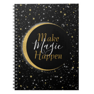 Black & Guld Celestial Måne Stars Lunar Magic Anteckningsbok