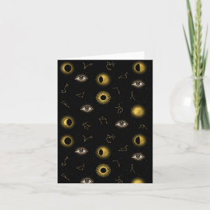 Black Guld Celestial Sol & Måne Zodiac Öga Kort