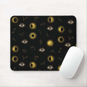 Black Guld Celestial Sol & Måne Zodiac Öga Musmatta