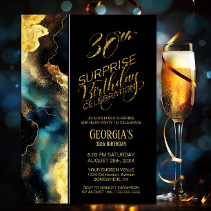 Black Guld Celestial Surprise 30års födelsedag Par Inbjudningar