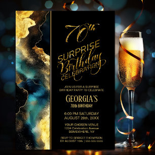Black Guld Celestial Surprise 70:e Födelsedagsfest Inbjudningar