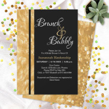 Black & Guld Champagne Bubble Brunch & Bubly
