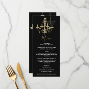 Black Guld Chandelier Bröllop Meny
