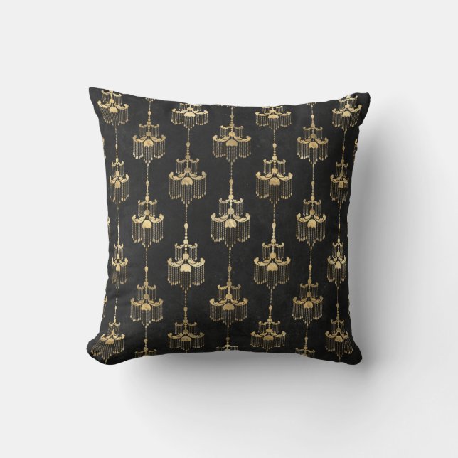 Black Guld Chandelier Modern cushion Kudde (Framsida)