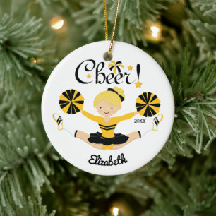 Black & Guld Cheer Blonde CheerLedare Ornament