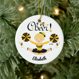 Black & Guld Cheer Blonde CheerLedare Ornament