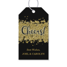 Black/Guld Cheers Faux-Glitter Rand Anpassningsbar