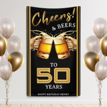 Black & Guld Cheers & Öl 50 år 50 födelsedagar