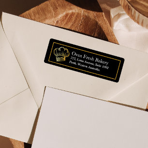 Black Guld Chef Hat Bakery Return-adressetikett Returadress Etikett