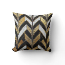 Black Guld Chevron Deco Pillow