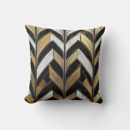Black Guld Chevron Deco Pillow Kudde
