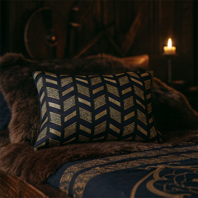 Black Guld Chevron Mönster Abstrakt Geometric Deco Prydnadskudde (Skapare uppladdad)