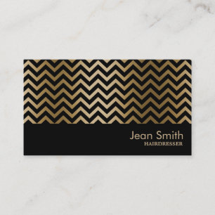 Black & Guld Chevron Rand Hairdresser Visitkort