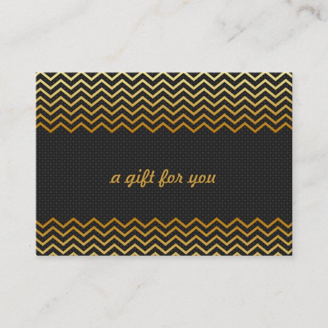 Black Guld Chevron Salon and Spa Gift Certificate Rabattkort (Framsida)