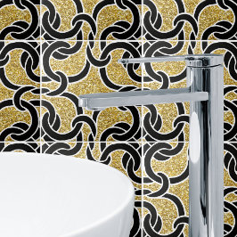 Black Guld Chic Celtic Knot Seamless Mönster Tile Kakelplatta