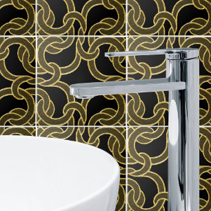 Black Guld Chic Celtic Knot Seamless Mönster Tile Kakelplatta