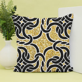 Black Guld Chic Celtic Knot Seamless Mönster Tile Kudde