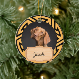 Black Guld christmas helgdag Anpassningsbar Hund P Julgransprydnad Keramik