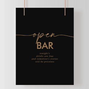 Black Guld Classic Bröllop Open Pub-skylt Poster