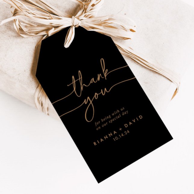 Black Guld Classic Bröllop Tack Presentetikett (Skapare uppladdad)
