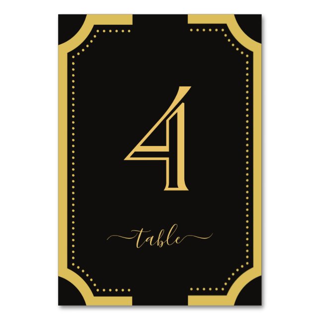 Black & guld Classic Elegant Copper Bröllop Bord Bordsnummer (Framsidan)