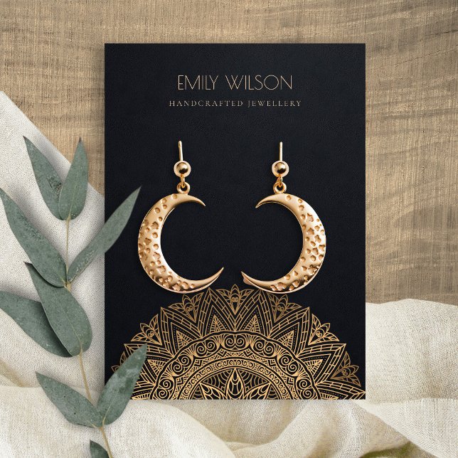 BLACK GULD CLASSIC ORNATE MANDALA EARRA VISNING VISITKORT (Skapare uppladdad)