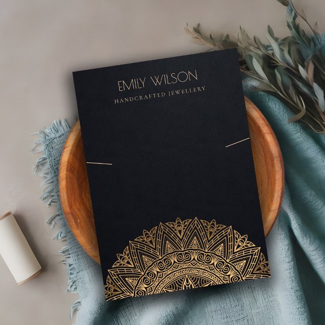 BLACK GULD CLASSIC ORNATE MANDALA NECKLACE VISNING VISITKORT (Skapare uppladdad)