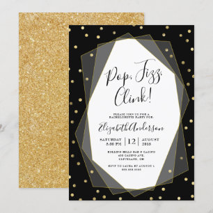 Black Guld confetti Geometric Bachelorette Party Inbjudningar