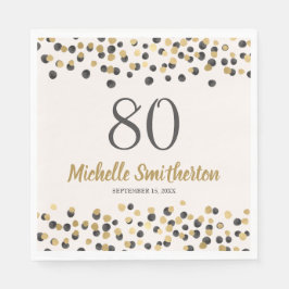 Black Guld Confetti Glitter 80:e födelsedagen Pappersservett