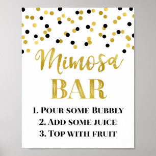 Black Guld Confetti Mimosa Pub Sign Bröllop Poster