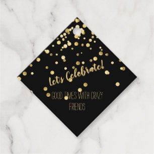 Black Guld Confetti Party Gåvor Etiketter