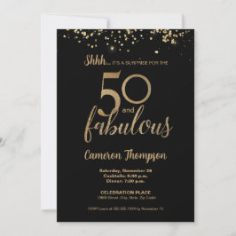 Black Guld Confetti Surprise 50 och fantastiska Inbjudningar