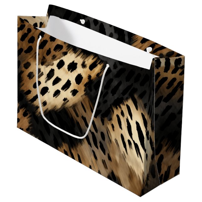 Black Guld Cream Leopard Animal Print (Framsidan Vinklad)