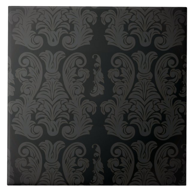 Black guld Damask Classy Royal Stil Tile Kakelplatta (Framsidan)
