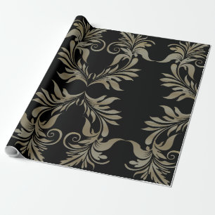 Black guld Damask Presentpapper