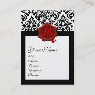 BLACK GULD DAMASK RED VAX SEAL MONOGRAM VISITKORT