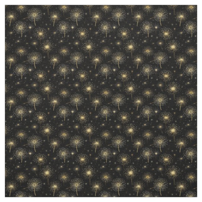 Black Guld Dandelion Gnistra Luxury Elegance Tyg (Provkarta)