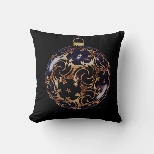 Black Guld Decorative Glitter Boll God jul Kudde (Framsida)