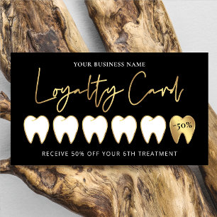 Black & Guld Dentist Logotyp Lux Modern Orthodonti Lojalitetskort