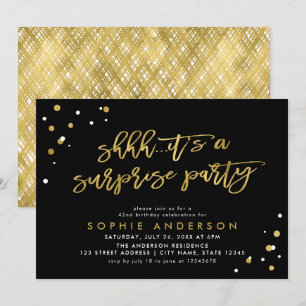 Black Guld Det är en överraskning Party-födelsedag Inbjudningar