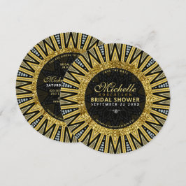 Black Guld Diamond Art Deco Glam Möhippa Inbjudningar