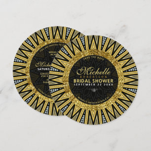 Black Guld Diamond Art Deco Glam Möhippa Inbjudningar