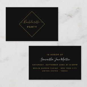 Black & Guld Diamond Bachelorette Party Biljett