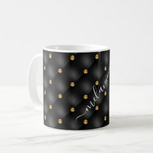 Black Guld Diamond tuftade din namnkaffe Mugg