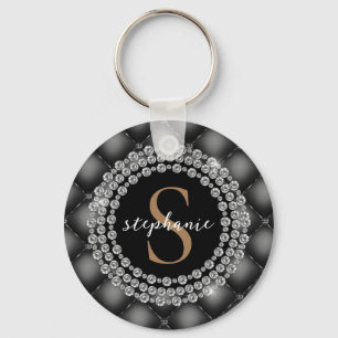 Black Guld Diamonds Monogram Tuftad Sparkly Luxury Nyckelring