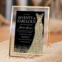 Black Guld Dress 70 och Fabulous 70:e födelsedagen