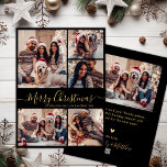 Black Guld Elegant 5 Photo Collage jul Julkort<br><div class="desc">Elegant Calligraphy Simple Modern Black and Guld 5 Photo Collage God jul Script Helgdag Card. Den här fräcka, minimalistiska, vimiska, fem (5) fotokortmallen innehåller ett söt-rutnätsfotokollage och texten "God jul" hälsning, som är skriven i ett vackert, snabbt skript med sviktande svan-tecken i guld på svart bakgrund i färg. På motsatt...</div>