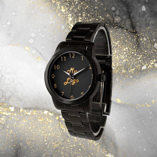 Black guld elegant Classic Business logotyp Armbandsur